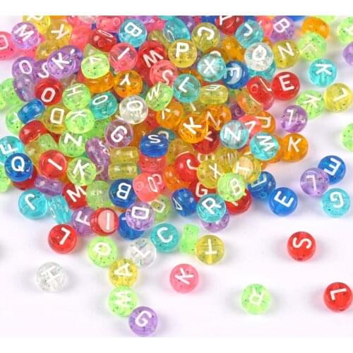 400/200 Pcs mixing Color transparent Acrylic Alphabet/Letter Round Beads For Jewelry Making 7x3mm YKL0838