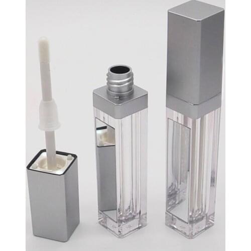 8ml Square Lip Gloss Tubes Clear Mascara Box Empty Eyeshadow Refillable Plastic Bottle with LED Light Mirror Wholesale 20pcs