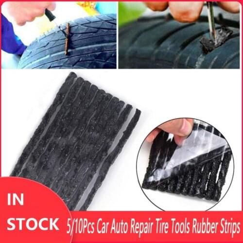 Black Car Automobile Motorcycle Vacuum Tire Repair Rubber Strip Tyre Repair Tubeless Seal Strip Repair Recovery Kit 5/10Pcs
