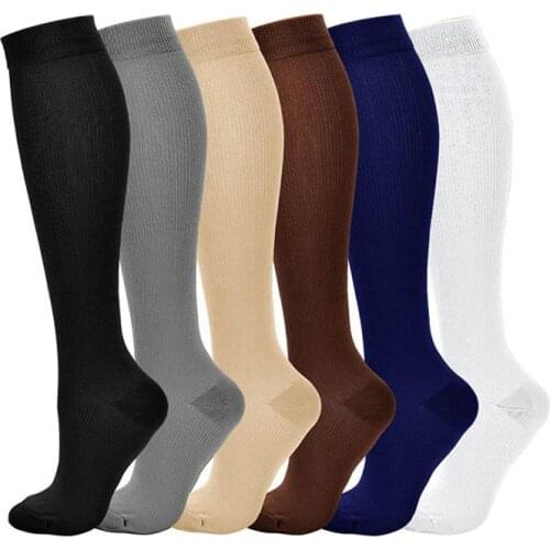 Men Women Solid Color Compression Sock Long Stockings Knee-high Breathable Sport Socks for Running Basketball Athletic Sports