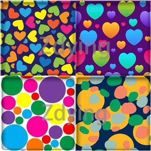 Zdying Color Big Circle Art Square Shape Glass Cabochon Photo Beads Demo Flat Back Jewelry Findings For Keychain Brooch