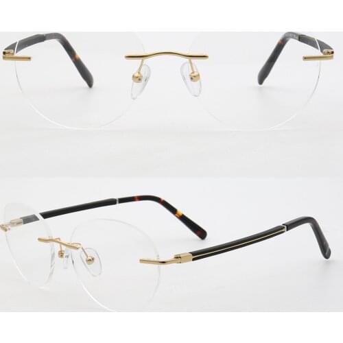 Women Round Rimless Eyeglass Frames Men Optical Glasses Frames Light Metal Business Spectacles Prescription Gold Silver Eyewear