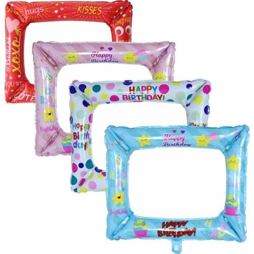 50pcs Birthday Photo Booth Foil Balloons Happy Birthday Photo Frame Props Birthday Party Decorations Kids Baby Shower balloon