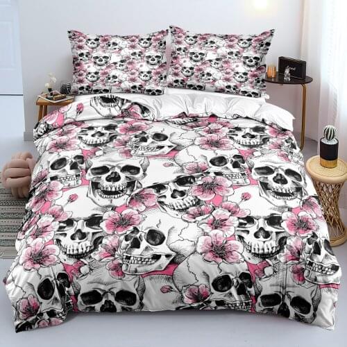 3D Bedding Sets Comforter Cases Set Pillow Shames Twin King Queen Full Double Single Size Skull White Custom Design Home Textile