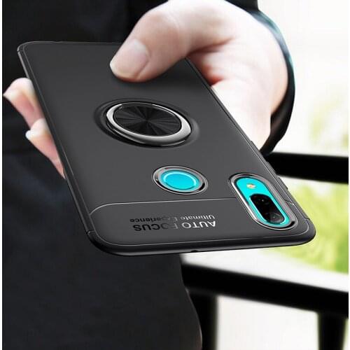 MAKAVO For Huawei P Smart Z Case Ring Buckle Holder Matte Soft Silicone Back Cover Case For Huawei P Smart 2019 Pro Phone Case