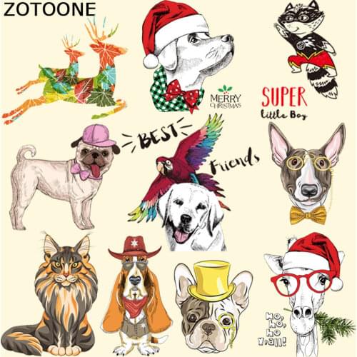ZOTOONE Cartoon Animal Patches Iron On Transfers DIY Accessory Decoration Print On T-shirt Jeans Childrens Christmas Gift C