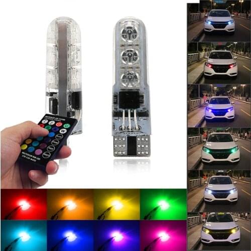 Niscarda T10 W5W 194 5050 LED RGB Lights Car Interior Wedge Side Signal Clearance Remote Control Bulbs Multi-Color Lamps Kit