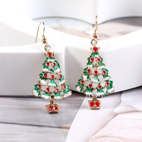 2020 New Arrivals Christmas Ornaments Christmas Tree Pendant Earrings Fashion Young Ladies Girls Color Earing + Necklace