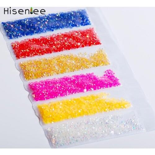 A New Combination Six Kinds Glittering Jelly AB Rainbow Neon Crystal Manicure 3D Nail Art Flat Back Decoratens Accessory Tool