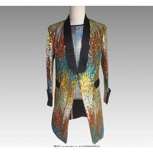 New Camouflage Men Suits Designs Long Blazer Stage Costumes For Singers Men Sequin Clothing Jacket Style Windbreaker Dance Coat