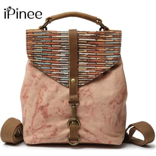 IPinee New High Quality Canvas Backpack Women Shoulder Bags Multifunction Travel Backpack School Bags for Girls Bagpack mochila