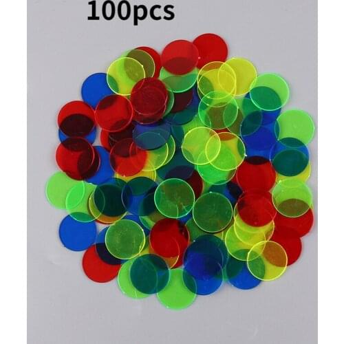 100pcs 15mm Montessori Learning Education Math Toys Learning Resources Color Plastic Coin Bingo Chip Kids Classroom Supplies