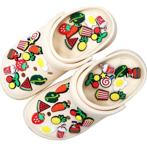 Shoe Charms Accessories Shoe Decorations Flower Strawberry Watermelon Candy Series Garden Charm for Wristbands Kids Party