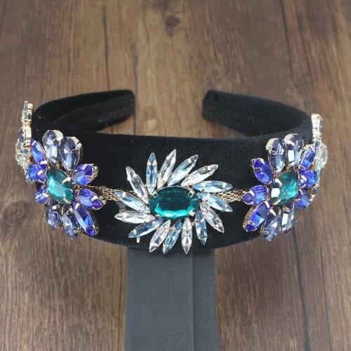 Baroque Headband Green Rhinestone Luxury Sun Flower Wild Fashion Bridal Hair Baroque Headband Dance Street Shooting For Women