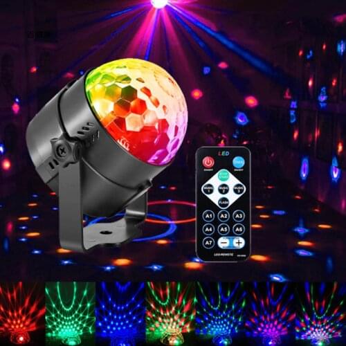 Holiday Indoor Party Lights Disco Ball Sound Activated Rotating LED Disco Light RGB Remote Control Holiday Indoor Outdoor