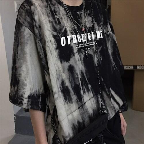 Harajuku Short sleeve loose dropshipping clothes vintage streetwear punk print Casual Hip Hop Clothing Korean women t-shirt tops