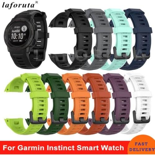 For Garmin Instinct Watch Band Strap Correa Silicone Replacement Wristband with Steel Buckle for Garmin Instinct Smart Watch