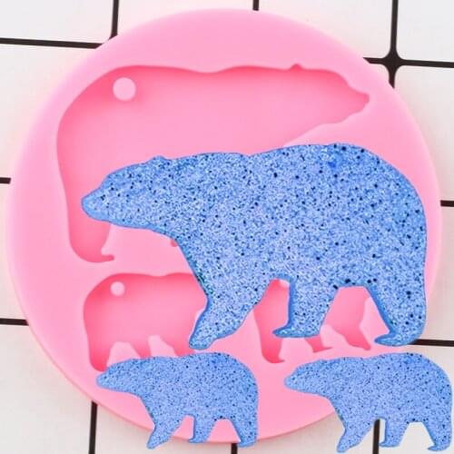 Shiny Bear Silicone Mold Craft Custom Keychain Molds Jewelry Pendant Polymer Clay Mould DIY Handmade Charms Moulds