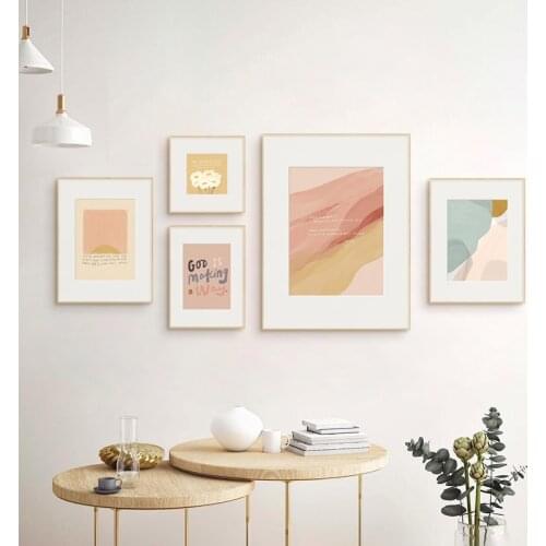 Modern simple Nordic small fresh watercolor flowers abstract geometric art posters living room decorative pictures