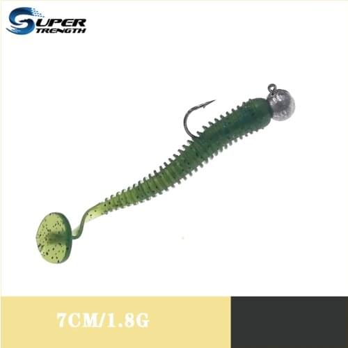 Super strength t-tail soft fishing lure 7cm/1.8g 10pcs bait Jerking Freshwater Saltwater Swimmer for Bass Trout Pike Fishing