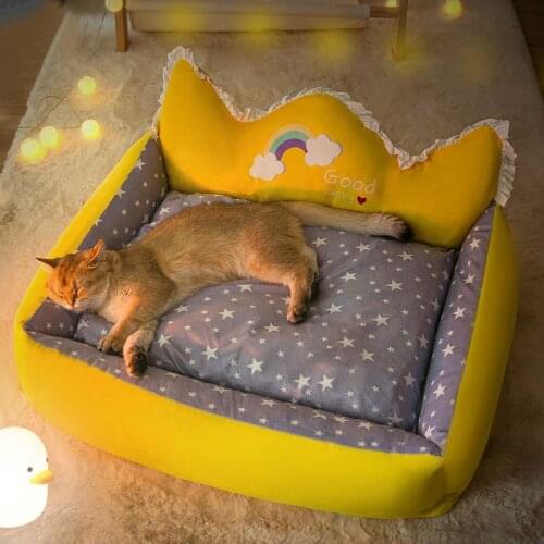 Comfortable Dog Sofa Cat Nest Removable Pet Bed Easy To Clean Dog House Kennel Princess Pet Sleepping Cushion Puppy Teddy Basket
