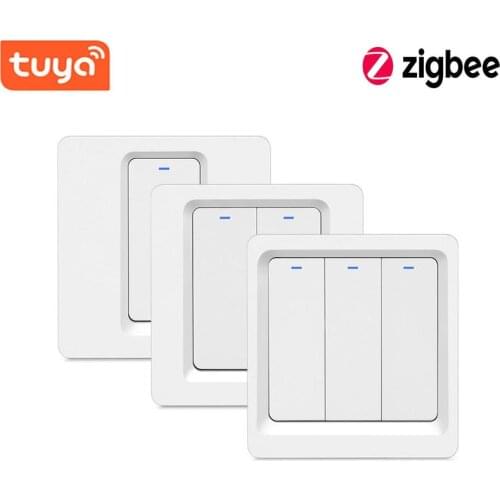 WiFi ZigBee Smart Push Button Switch No Neutral Required 2MQTT Setup Tuya APP Control with Alexa Google Home 2/3 Way