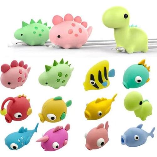 Cable Winder Cable Protector for iphone 5 6 7 8 X USB Data Line Protection Doll Animal Bite Accessory Cable Organizer