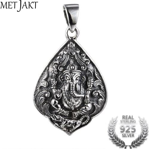 MetJakt Vintage S925 Sterling Silver Pendant Necklace & Elephants Nose Pendant for Unisex Thai Silver Jewelry(Only Pendant)