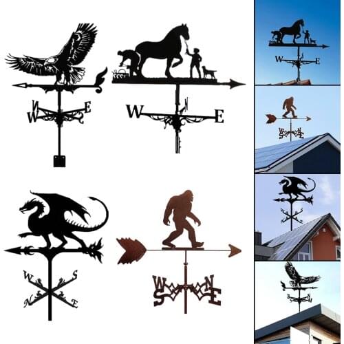 Vintage Style Weathervane Fence Mount Weather Vane Outdoor Scene 50cm Tall Rubber Direction Cirrus Bantam Barn Accessories