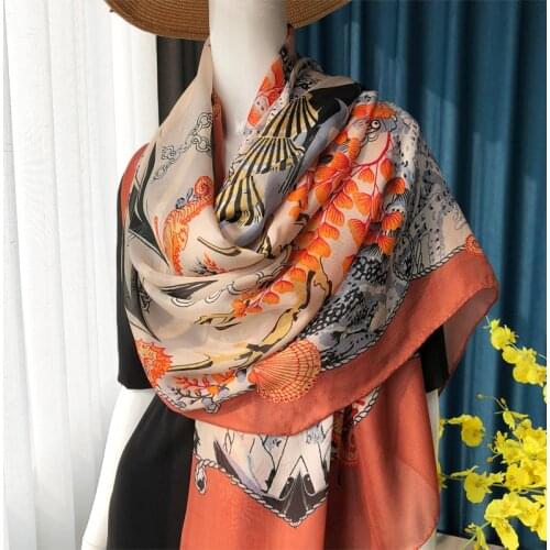 High-end and elegant 100% mulberry silk scarf Women long and enlarged mulberry silk scarf shawl dual-use130*190cm