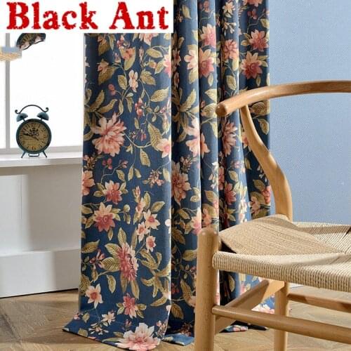 Blue Curtains For Window Bedroom Floral Print For Living Room White Tulle Curtains Sheer Fabric Drape Shade Custom T&099#30