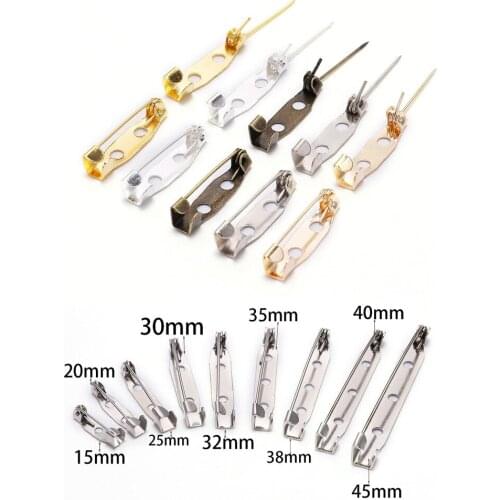 50pcs/Lot 15 20 25 30 40 mm Brooch Clip Base Pins Safety Pin Brooch Settings Blank Base For DIY Jewelry Making Findings Supplies