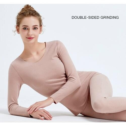 Women Plus Velvet Seamless Thermal Underwear Sets Long Sleeve+Trousers 2 Pieces Set Thicken Autumn Winter Warm Slim Long Johns