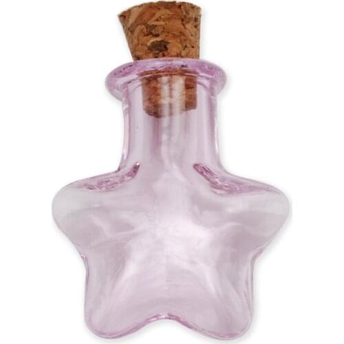 Star design mini glass bottle with cork, 2ml wishing bottle,small glass vials with wooden cor