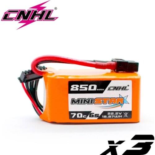 3pcs CNHL MiniStar 850mAh 6S 22.2V 70C Lipo Battery Pack With With XT60 Plug For FPV