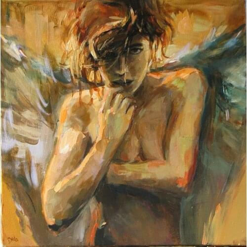 100%Handmade abstract portrait 100% hand painted angel girl art oil painting canvas