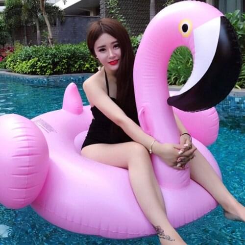 150CM 60 Inch Giant Inflatable Flamingo Pool Float Pink Ride-On Swimming Ring Adults Children Water Sports Holiday Party Toys