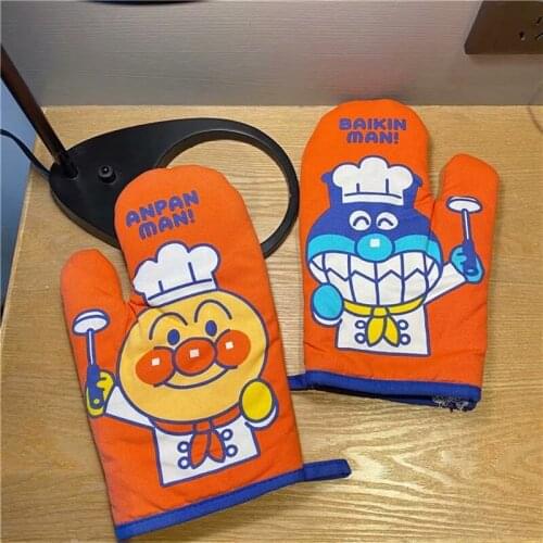 2pcs/pair Microwave Glove Potholder Bakeware Double-sided printing 100% Cotton Oven Mitts and Potholder mat for BBQ or Kitchen