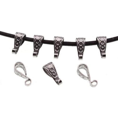 20pcs/lot 6x16mm Stainless Steel Pendant Bails Clips, Necklace Pendant Connectors Clasps DIY Jewelry Making Findings Materials