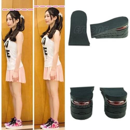 3-Layer 6CM Height Increase Insole Shoes Air Cushion Invisible Lift Pads Heel