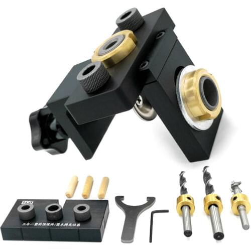 Woodworking Pocket Hole Jig 3 In 1 Adjustable Doweling Jig for Drilling Guide Locator Puncher Tools Furniture Connector Tools