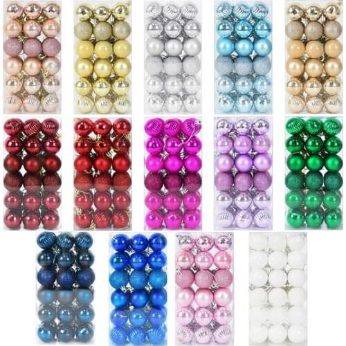 36pcs/set 4cm Multicolor Christmas Ball Christmas Tree Hanging Ornaments Balls Baubles Home New Year Xmas Party Noel Decoration