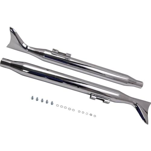 36" Moderate Silver Fishtail Exhaust Slip On Mufflers Pipes for Harley Road King Dresser 1995-2016