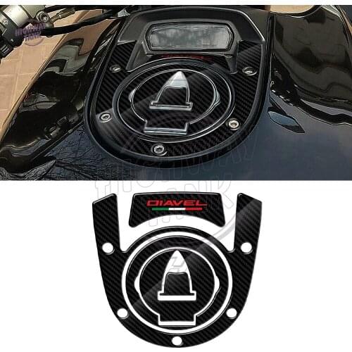 3D Carbon-look Motorcycle Fuel Cap Tank Pad Protection Decals Case for Ducati Diavel Models