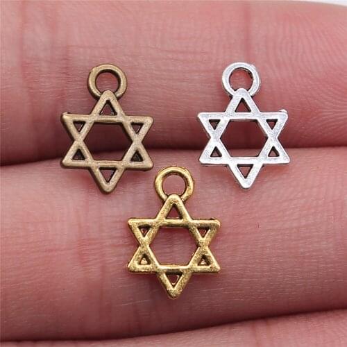 50pcs 13x10mm 3 Colors DIY For Bracelet Necklace Star Of David Charm Star Of David Pendant