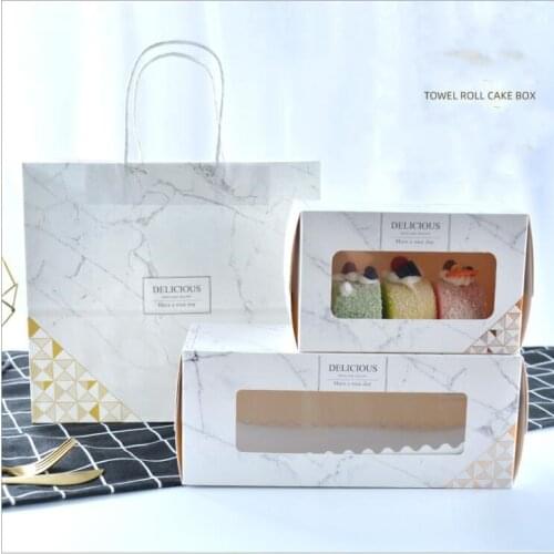 50pcs/set Cake Paper Box With Clear Window Cheese Mousse Box Home Party Handmade Baking Packaing Boxes