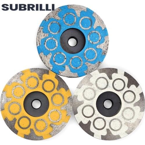 SUBRILLI 3pcs/Set 4" Diamond Grinding Cup Wheels Resin Filled Hot Pressed Sintered Turbo Metal Segments Sanding Disc Granite
