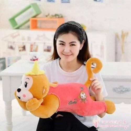 Large 75cm cartoon banana hat monkey, pink cloth monkey plush toy throw pillow ,birthday gift h946