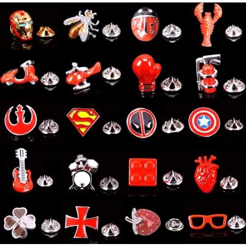 WN Summer new high quality brass punk style red enamel brooch mens lapel pin for mens and womens hat scarf backpack Badge