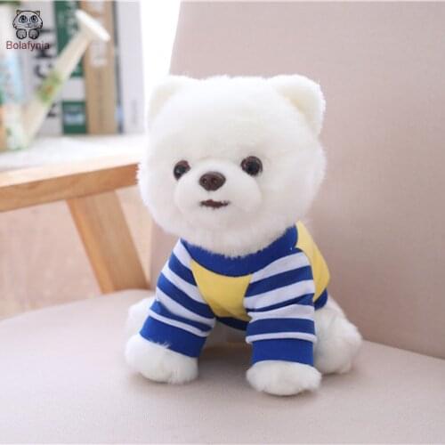 BOLAFINIA children plush toys Cute simulated hairy dog weared Pomeranian puppy kids baby Christmas birthday gift stuffed toy